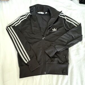 Medium Adidas original zip up with logo at the back, black and silver